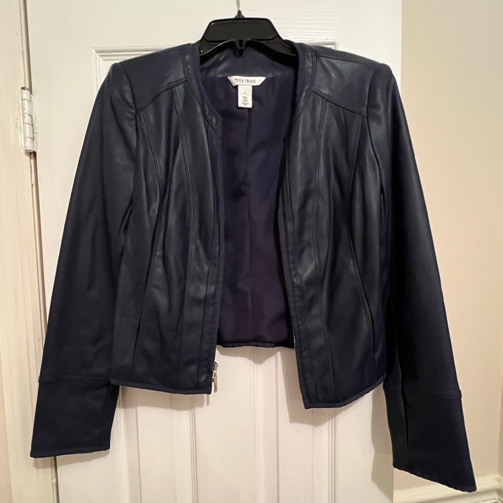 Navy Leather Jacket for Women